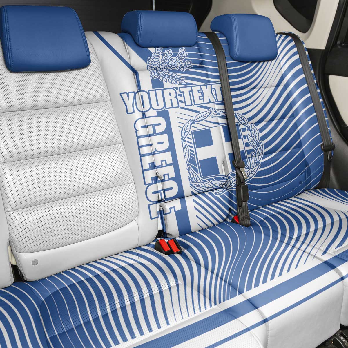 Personalized Greece Coat of Arms Back Car Seat Cover Greek cross and Two Laurel Branches