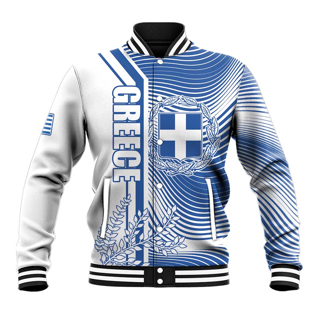 Personalized Greece Coat of Arms Baseball Jacket Greek cross and Two Laurel Branches
