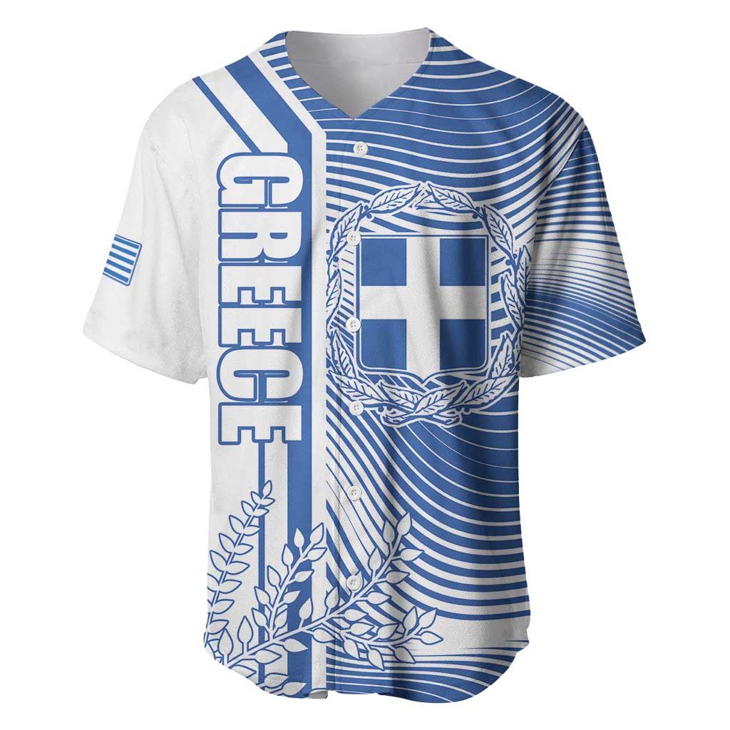 Personalized Greece Coat of Arms Baseball Jersey Greek cross and Two Laurel Branches