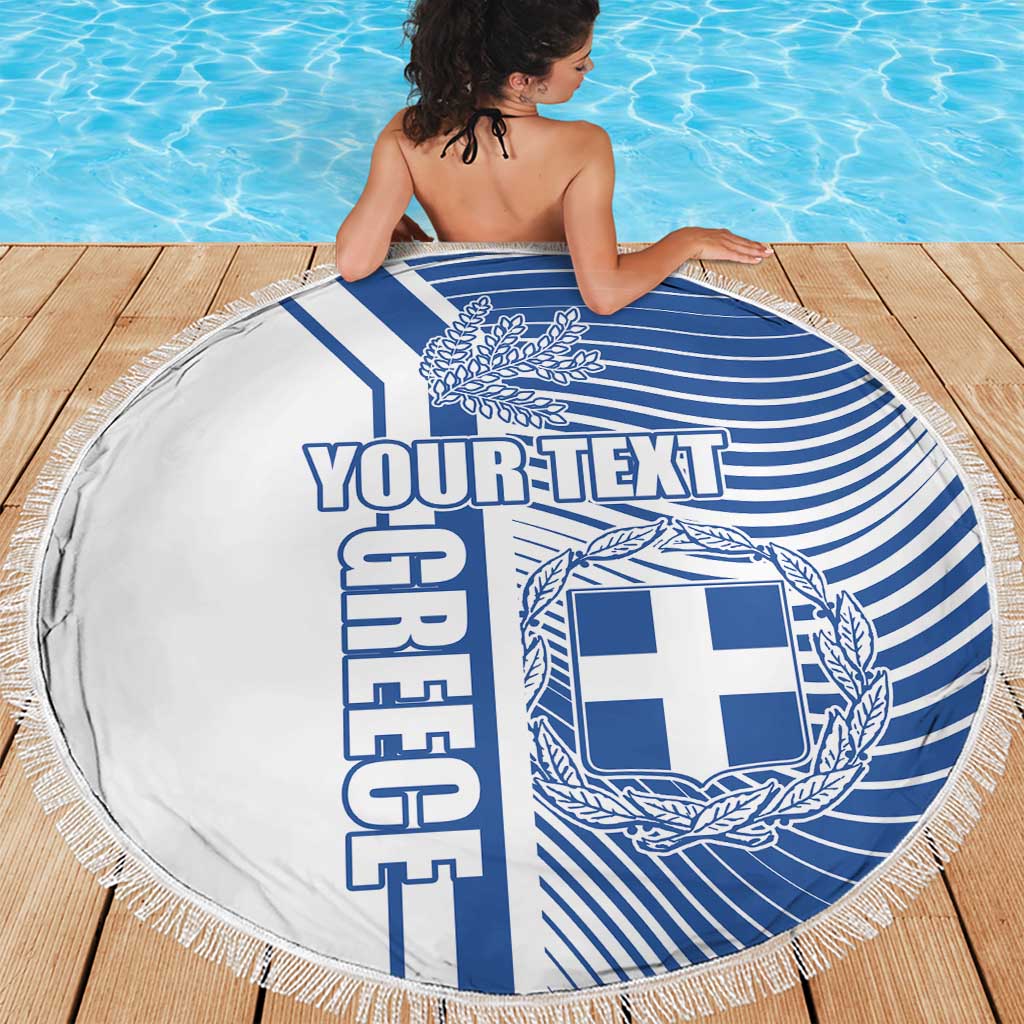 Personalized Greece Coat of Arms Beach Blanket Greek cross and Two Laurel Branches