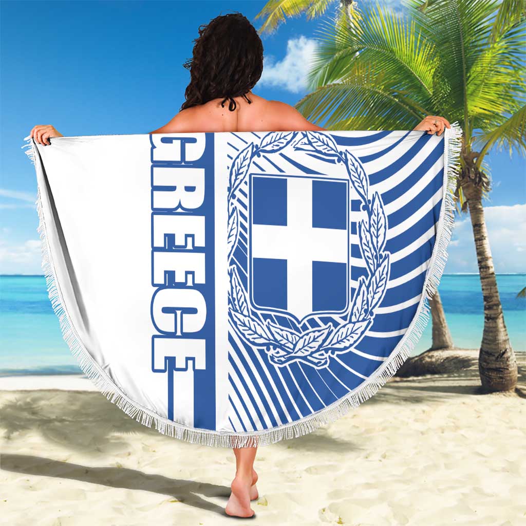 Personalized Greece Coat of Arms Beach Blanket Greek cross and Two Laurel Branches