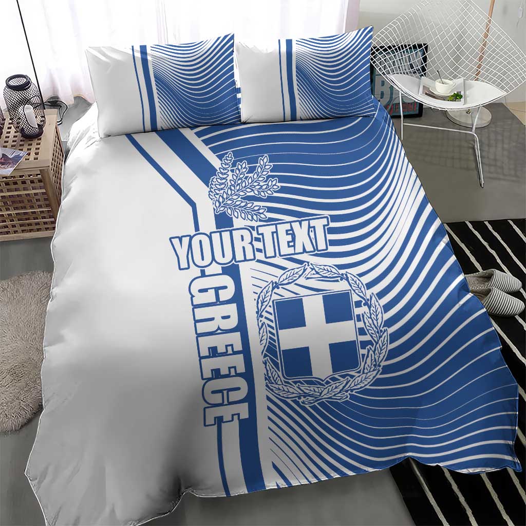 Personalized Greece Coat of Arms Bedding Set Greek cross and Two Laurel Branches
