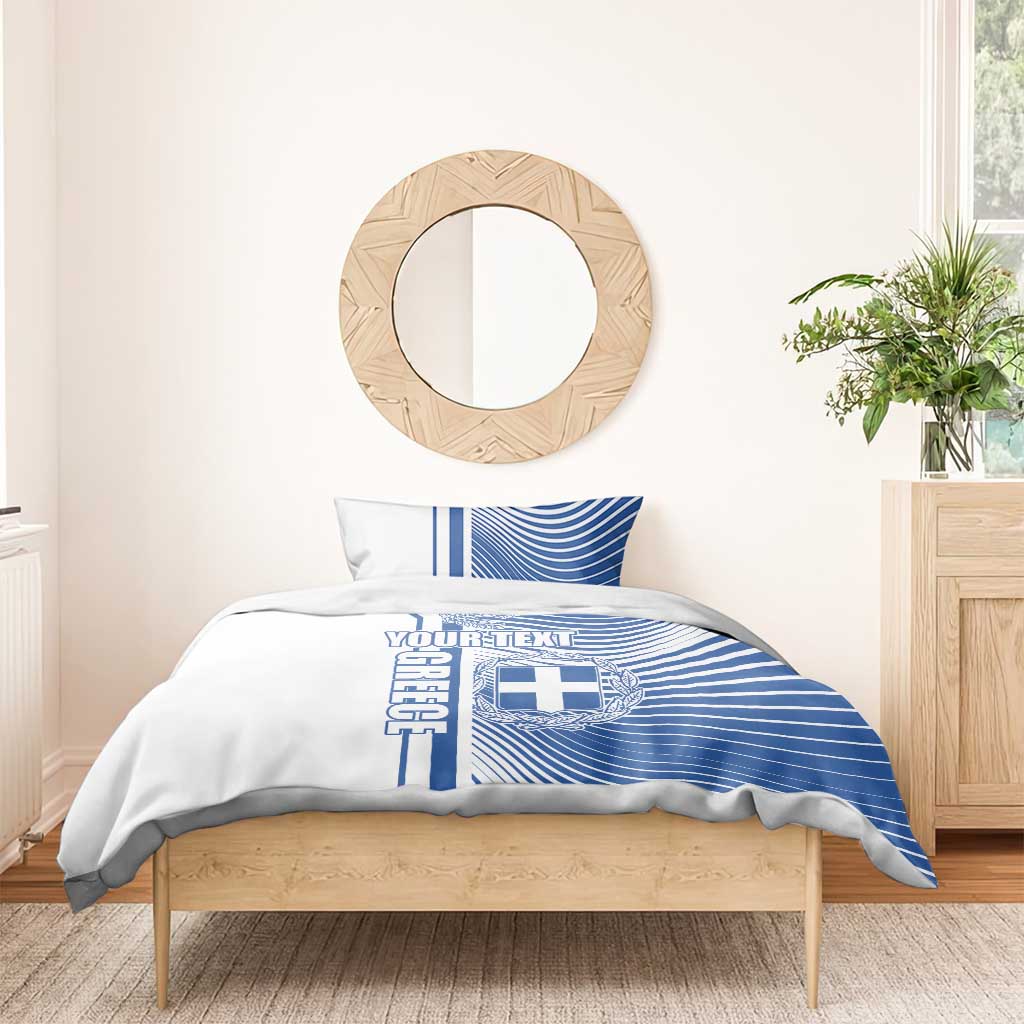 Personalized Greece Coat of Arms Bedding Set Greek cross and Two Laurel Branches