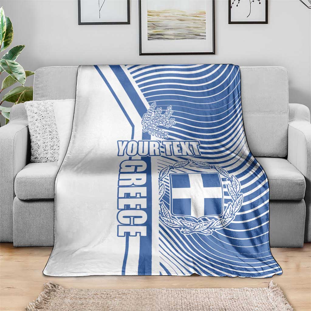 Personalized Greece Coat of Arms Blanket Greek cross and Two Laurel Branches