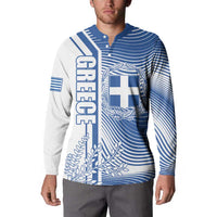 Personalized Greece Coat of Arms Button Sweatshirt Greek cross and Two Laurel Branches