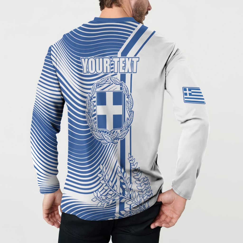 Personalized Greece Coat of Arms Button Sweatshirt Greek cross and Two Laurel Branches