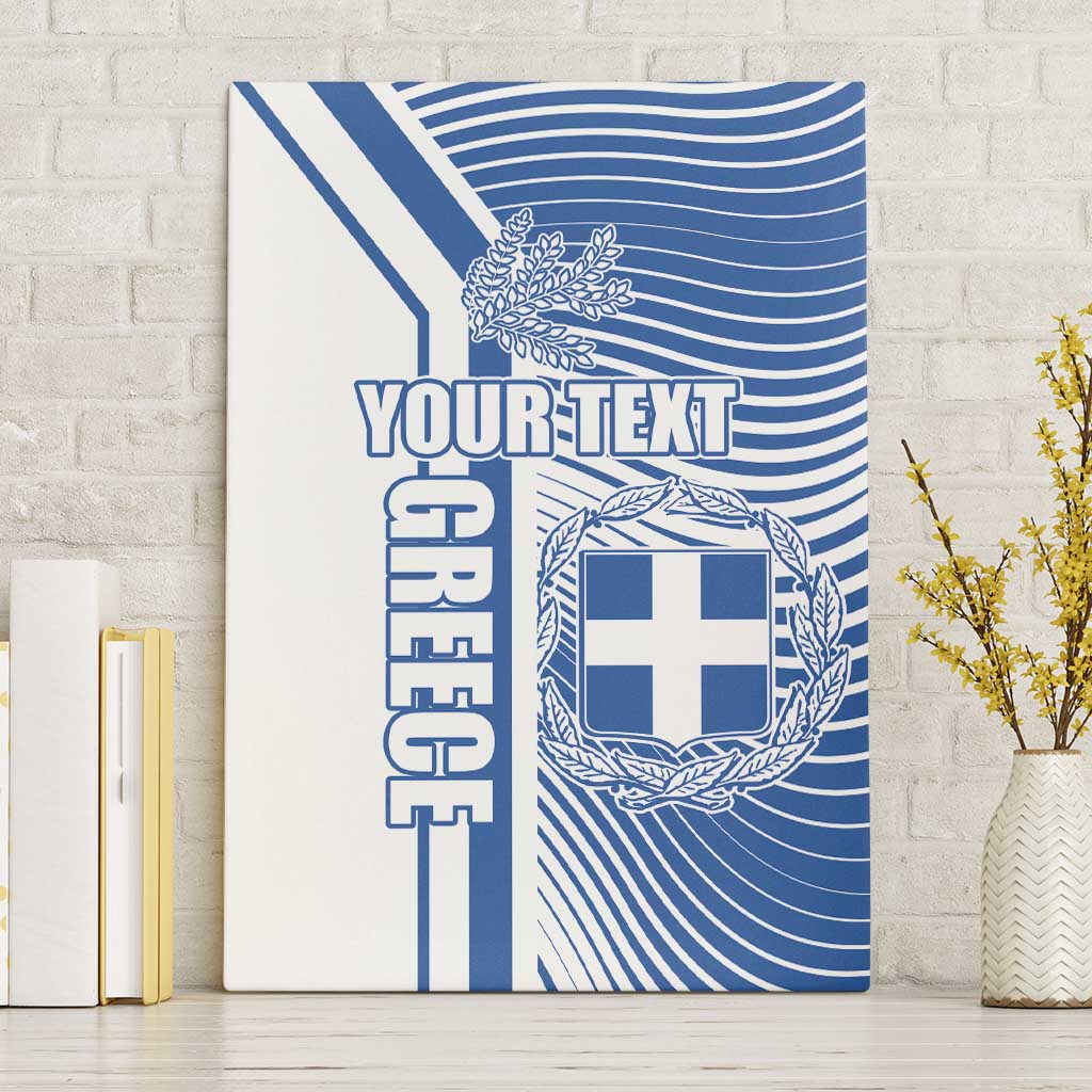 Personalized Greece Coat of Arms Canvas Wall Art Greek cross and Two Laurel Branches