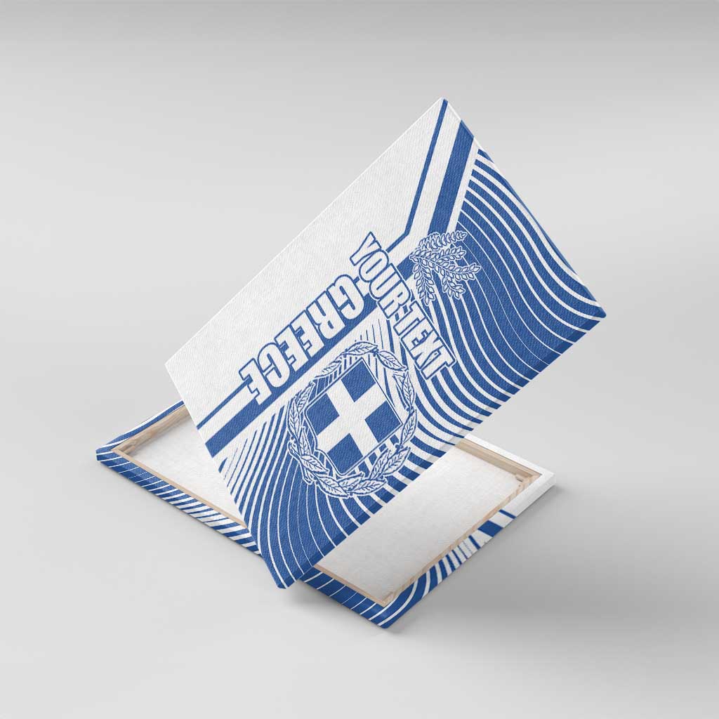 Personalized Greece Coat of Arms Canvas Wall Art Greek cross and Two Laurel Branches