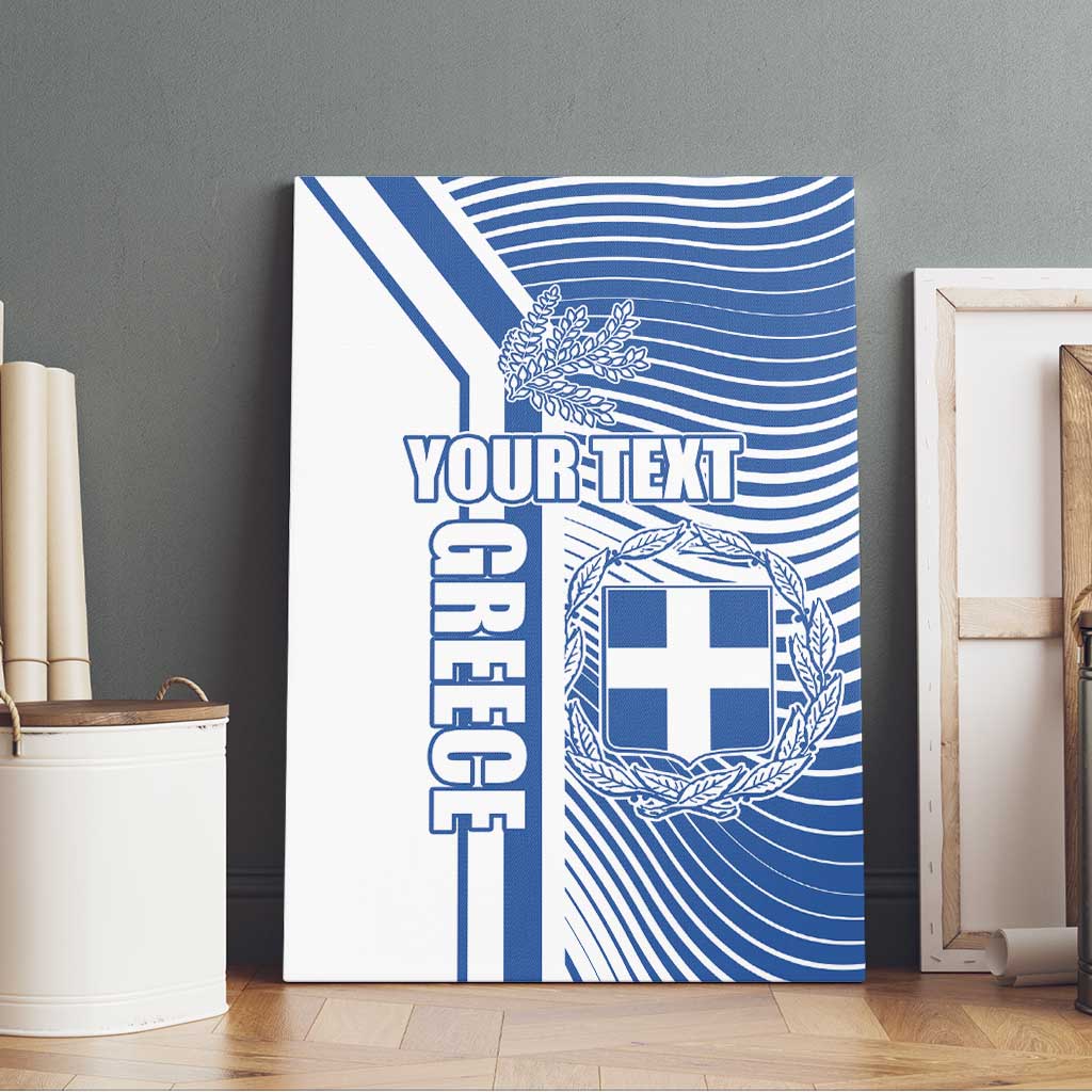 Personalized Greece Coat of Arms Canvas Wall Art Greek cross and Two Laurel Branches