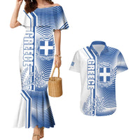Personalized Greece Coat of Arms Couples Matching Mermaid Dress and Hawaiian Shirt Greek cross and Two Laurel Branches