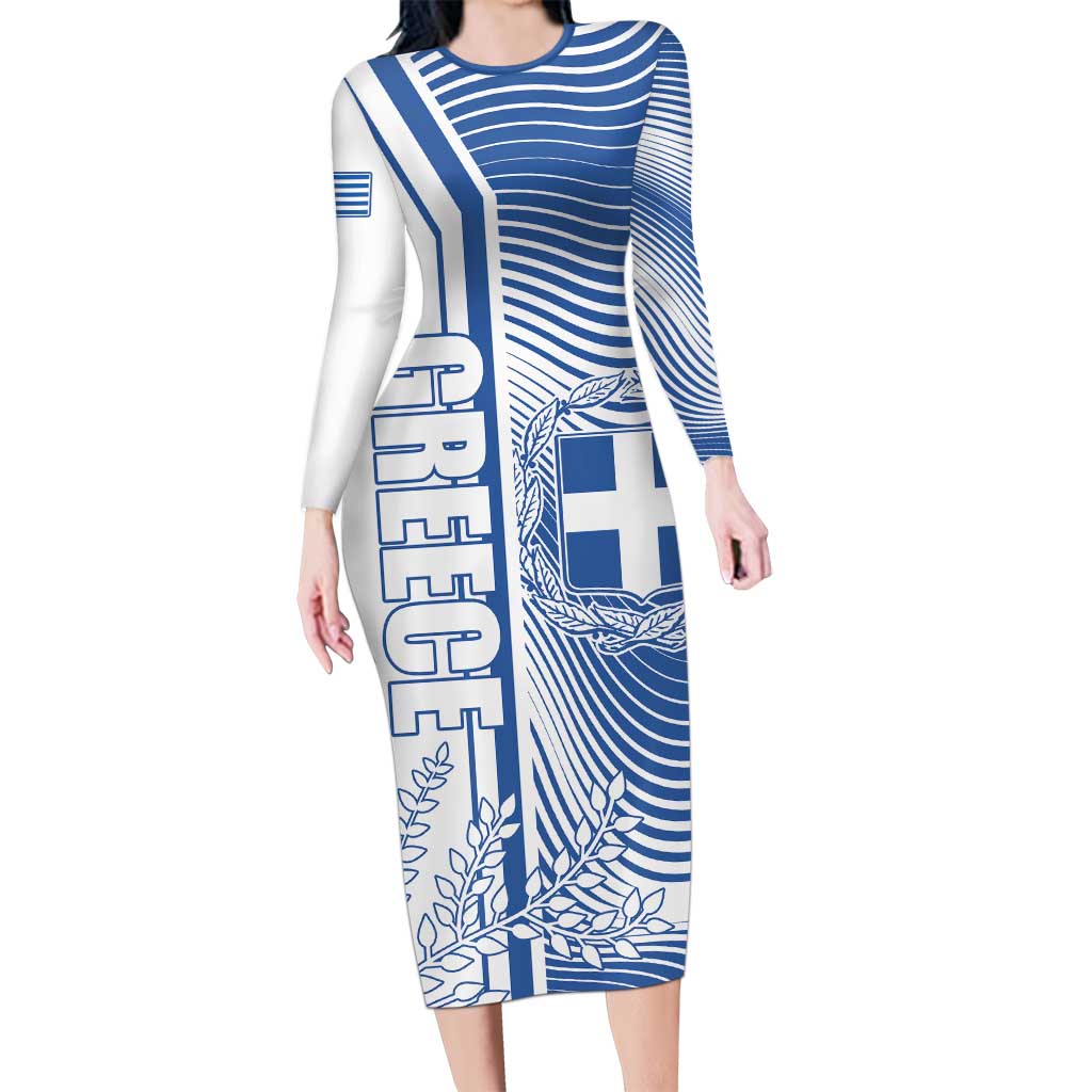 Personalized Greece Coat of Arms Family Matching Long Sleeve Bodycon Dress and Hawaiian Shirt Greek cross and Two Laurel Branches