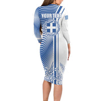 Personalized Greece Coat of Arms Family Matching Long Sleeve Bodycon Dress and Hawaiian Shirt Greek cross and Two Laurel Branches