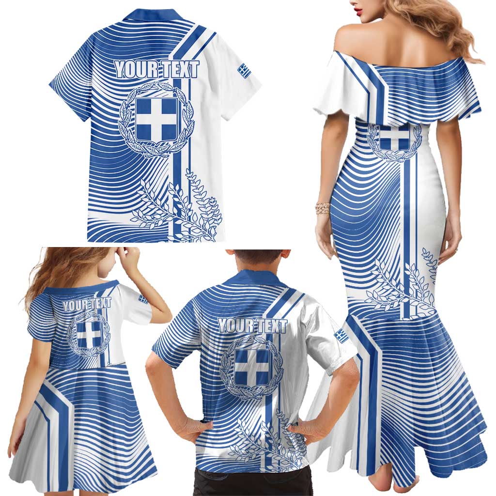 Personalized Greece Coat of Arms Family Matching Mermaid Dress and Hawaiian Shirt Greek cross and Two Laurel Branches