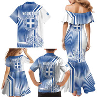 Personalized Greece Coat of Arms Family Matching Mermaid Dress and Hawaiian Shirt Greek cross and Two Laurel Branches