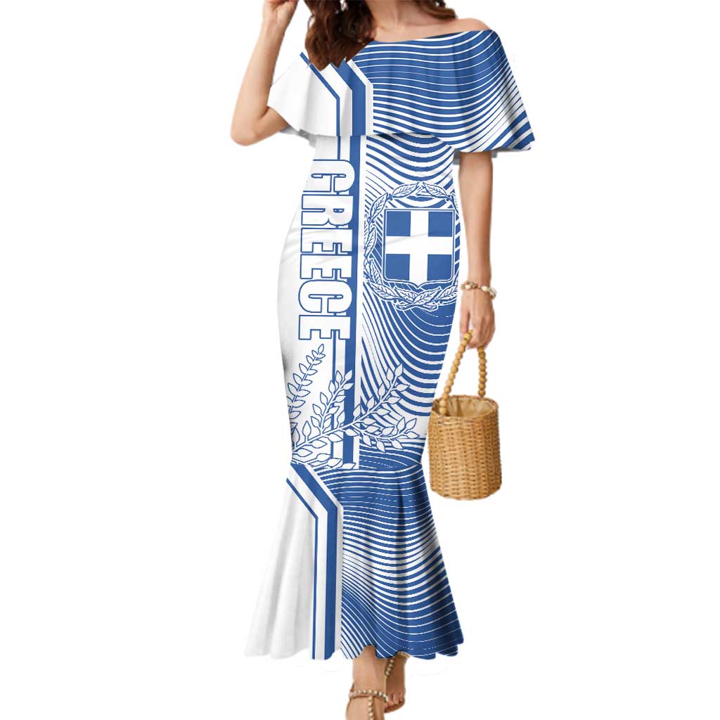 Personalized Greece Coat of Arms Family Matching Mermaid Dress and Hawaiian Shirt Greek cross and Two Laurel Branches