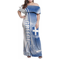 Personalized Greece Coat of Arms Family Matching Off Shoulder Maxi Dress and Hawaiian Shirt Greek cross and Two Laurel Branches