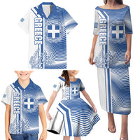 Personalized Greece Coat of Arms Family Matching Puletasi and Hawaiian Shirt Greek cross and Two Laurel Branches