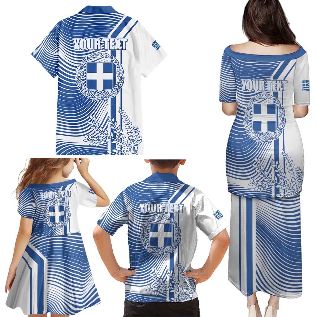Personalized Greece Coat of Arms Family Matching Puletasi and Hawaiian Shirt Greek cross and Two Laurel Branches