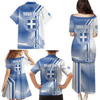 Personalized Greece Coat of Arms Family Matching Puletasi and Hawaiian Shirt Greek cross and Two Laurel Branches