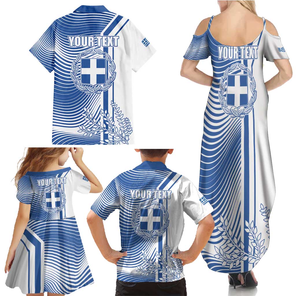 Personalized Greece Coat of Arms Family Matching Summer Maxi Dress and Hawaiian Shirt Greek cross and Two Laurel Branches