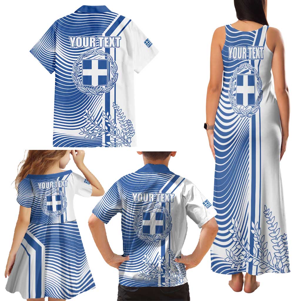 Personalized Greece Coat of Arms Family Matching Tank Maxi Dress and Hawaiian Shirt Greek cross and Two Laurel Branches