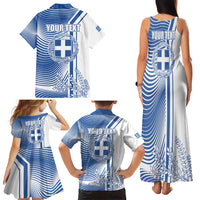 Personalized Greece Coat of Arms Family Matching Tank Maxi Dress and Hawaiian Shirt Greek cross and Two Laurel Branches