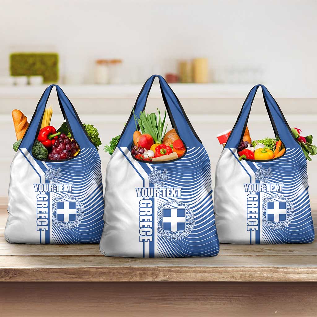 Personalized Greece Coat of Arms Grocery Bag Greek cross and Two Laurel Branches
