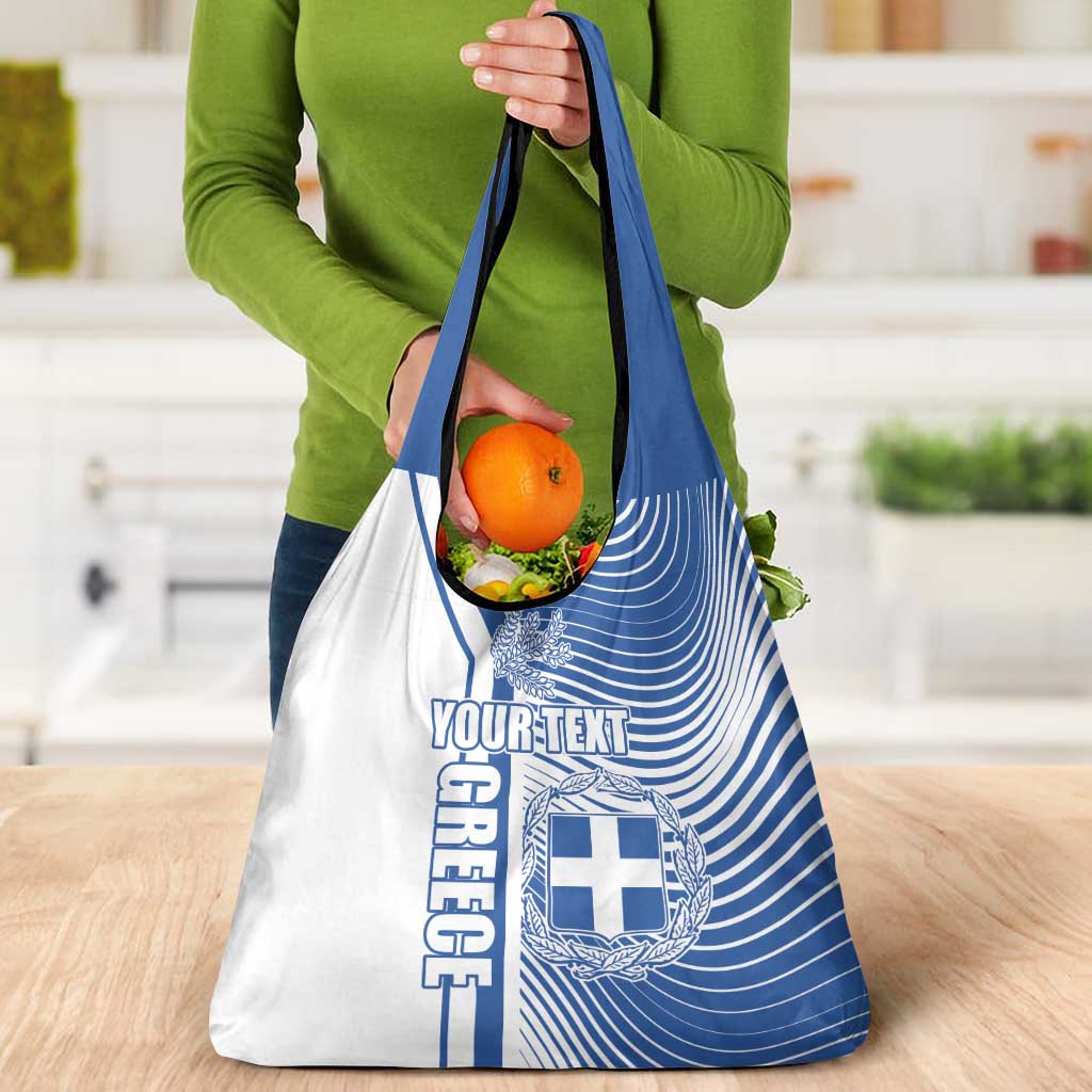 Personalized Greece Coat of Arms Grocery Bag Greek cross and Two Laurel Branches