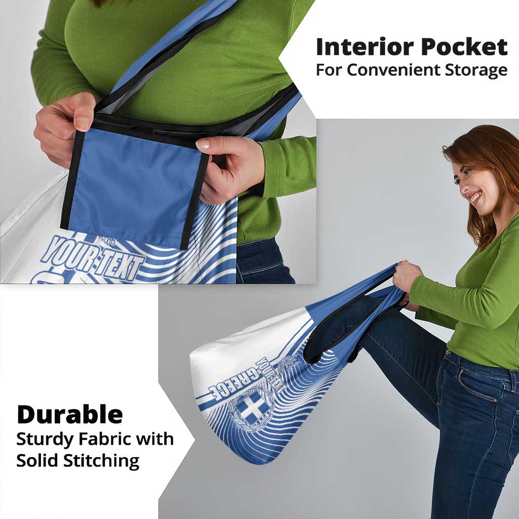 Personalized Greece Coat of Arms Grocery Bag Greek cross and Two Laurel Branches