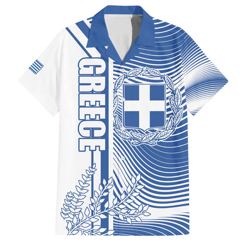 Personalized Greece Coat of Arms Hawaiian Shirt Greek cross and Two Laurel Branches