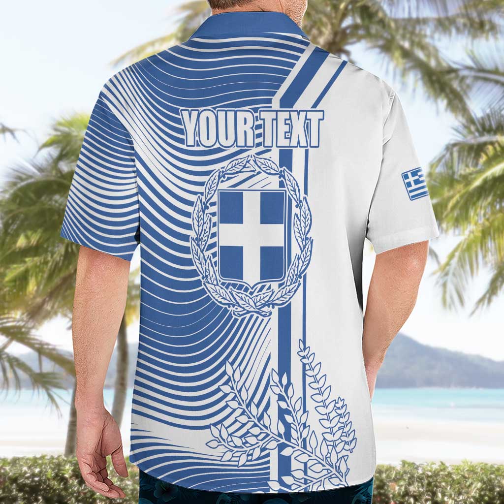 Personalized Greece Coat of Arms Hawaiian Shirt Greek cross and Two Laurel Branches