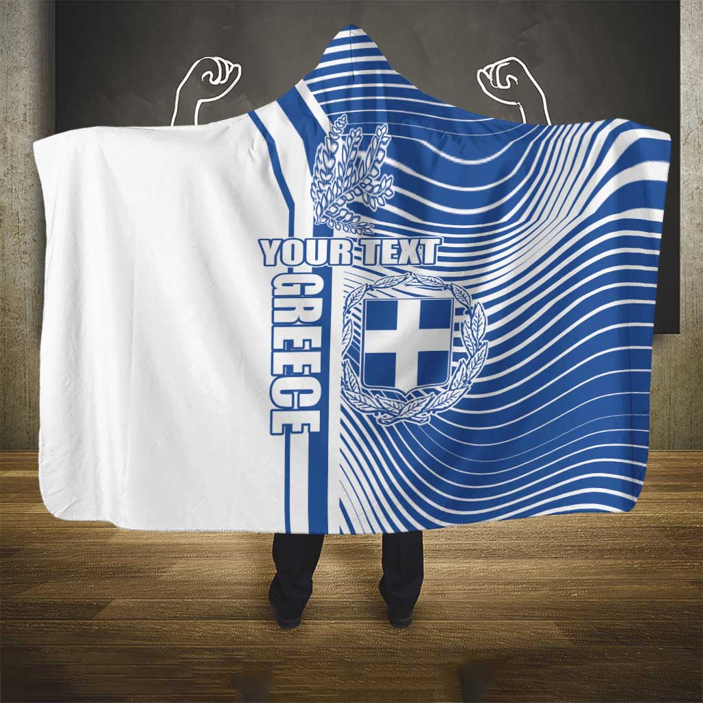 Personalized Greece Coat of Arms Hooded Blanket Greek cross and Two Laurel Branches