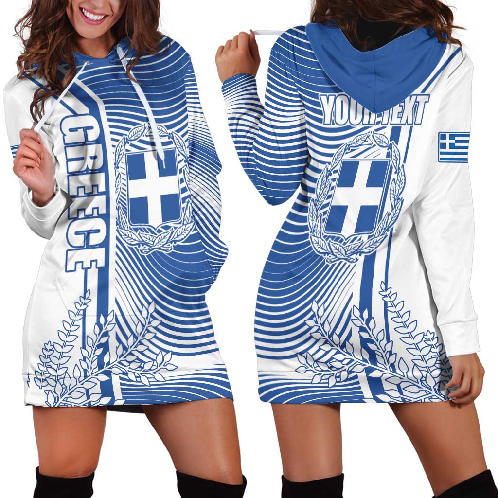 Personalized Greece Coat of Arms Hoodie Dress Greek cross and Two Laurel Branches