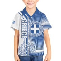 Personalized Greece Coat of Arms Kid Hawaiian Shirt Greek cross and Two Laurel Branches