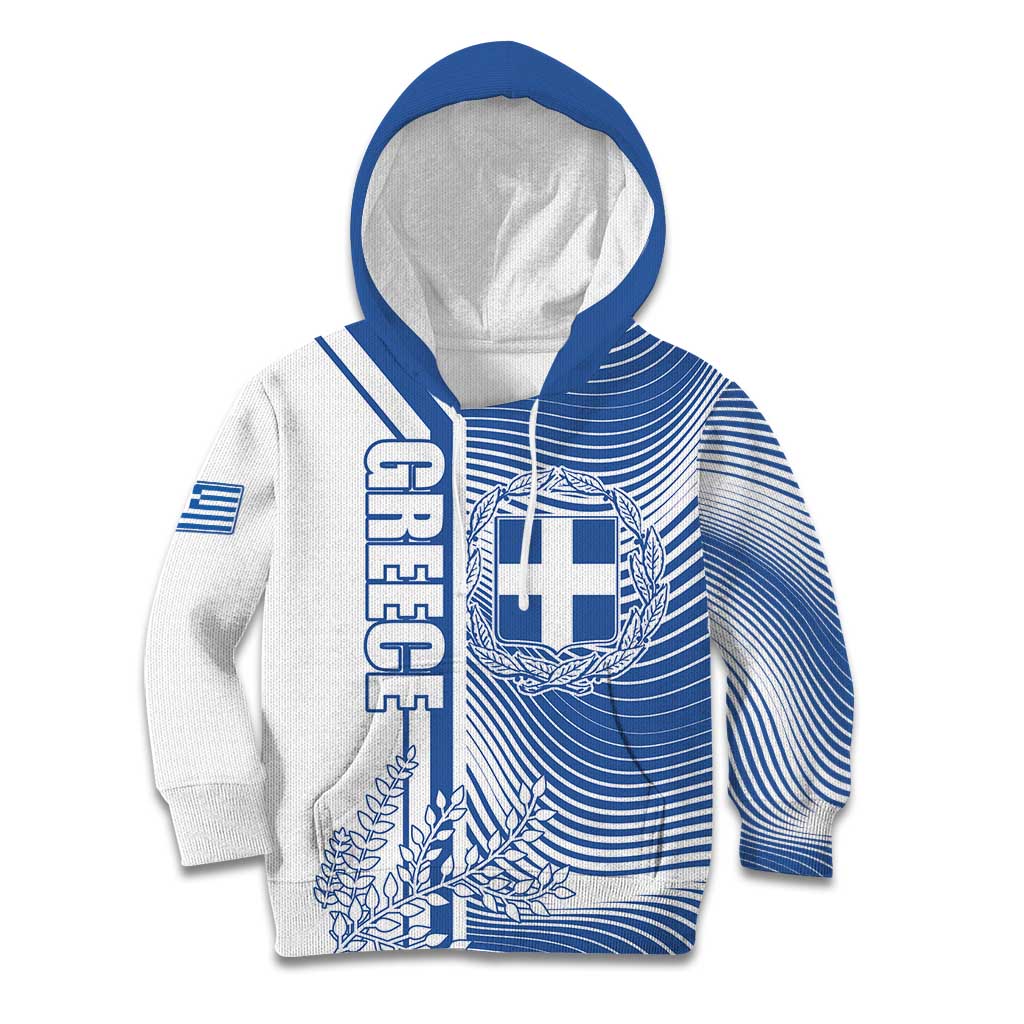 Personalized Greece Coat of Arms Kid Hoodie Greek cross and Two Laurel Branches