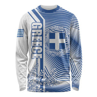 Personalized Greece Coat of Arms Long Sleeve Shirt Greek cross and Two Laurel Branches