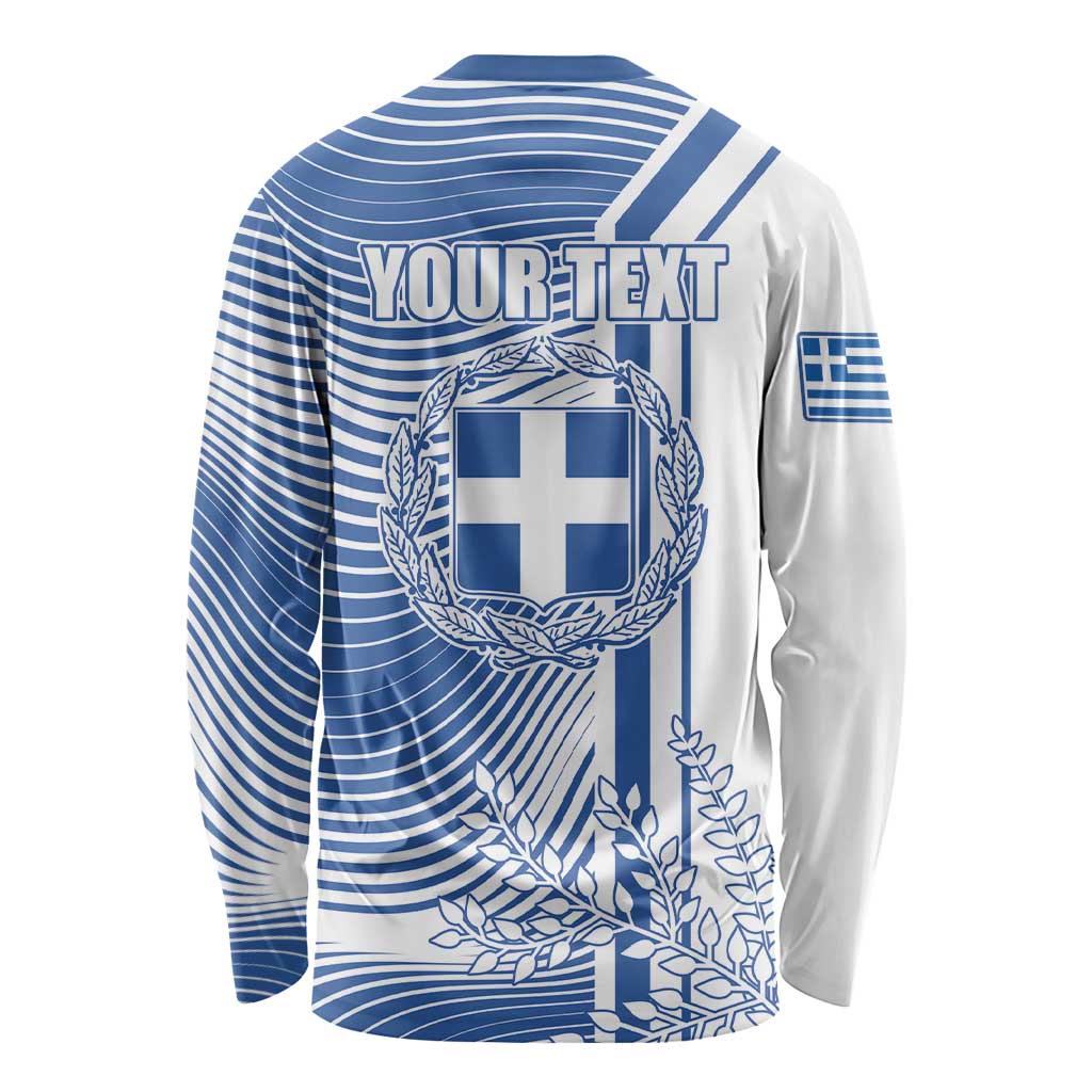 Personalized Greece Coat of Arms Long Sleeve Shirt Greek cross and Two Laurel Branches