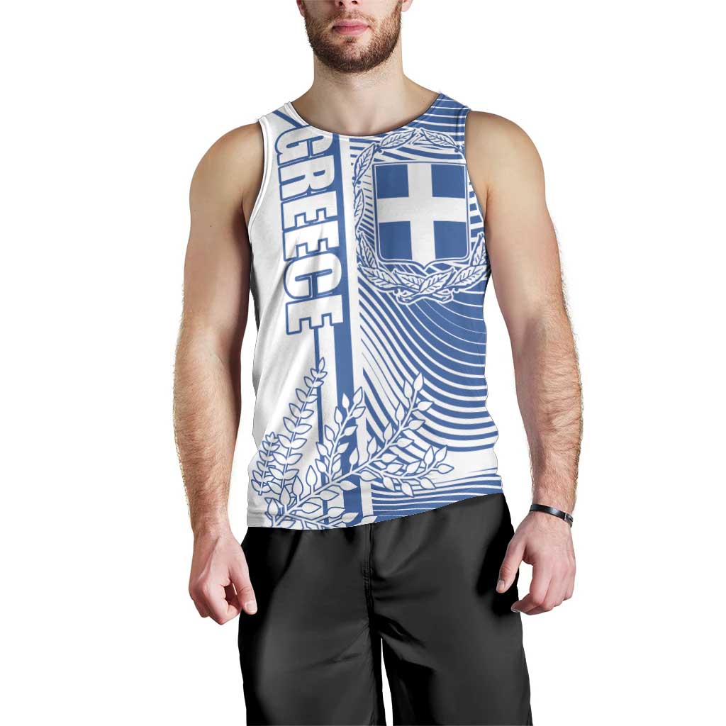 Personalized Greece Coat of Arms Men Tank Top Greek cross and Two Laurel Branches