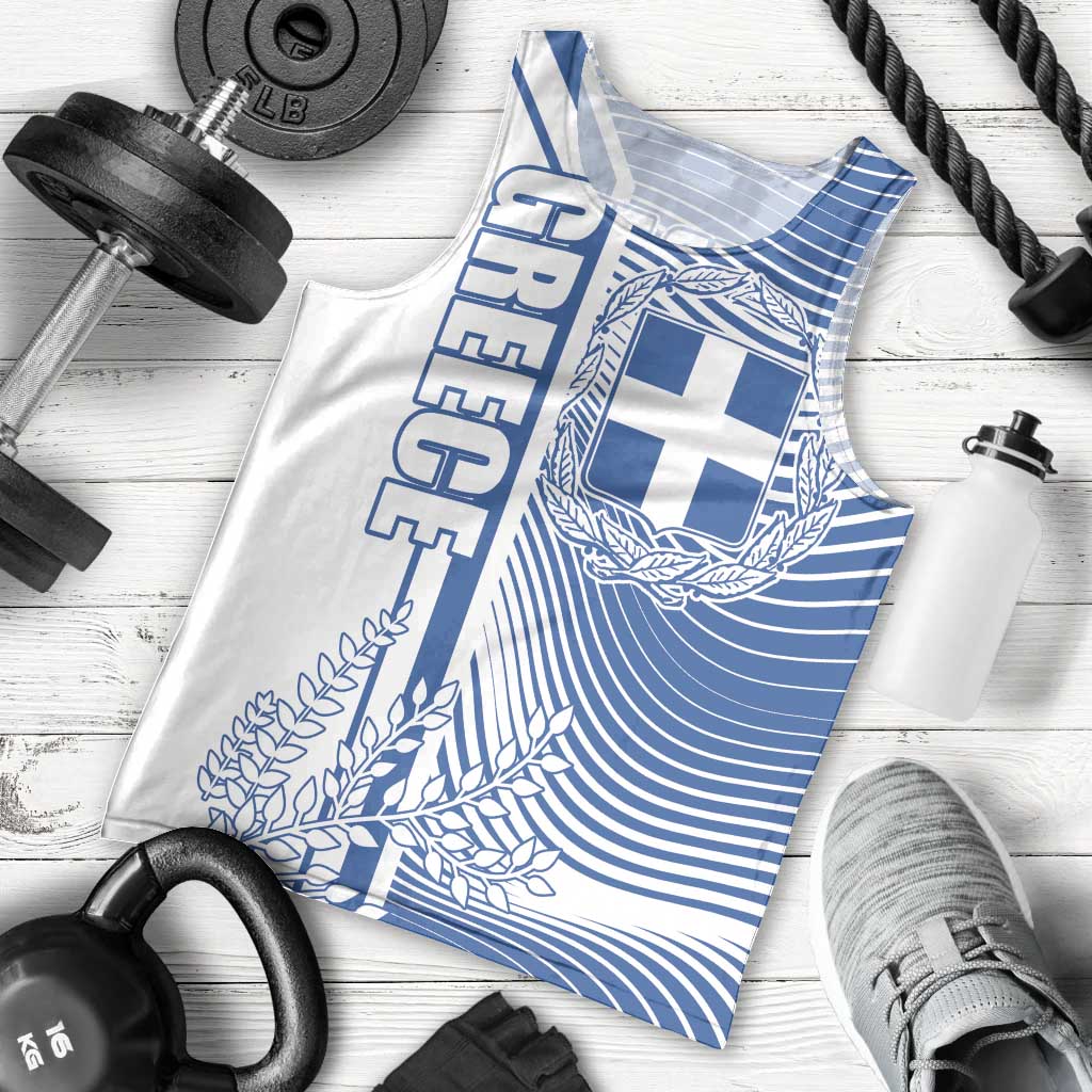 Personalized Greece Coat of Arms Men Tank Top Greek cross and Two Laurel Branches