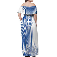 Personalized Greece Coat of Arms Off Shoulder Maxi Dress Greek cross and Two Laurel Branches
