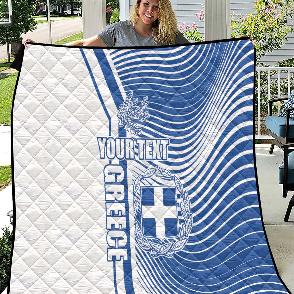 Personalized Greece Coat of Arms Quilt Greek cross and Two Laurel Branches