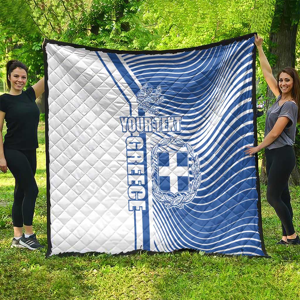 Personalized Greece Coat of Arms Quilt Greek cross and Two Laurel Branches