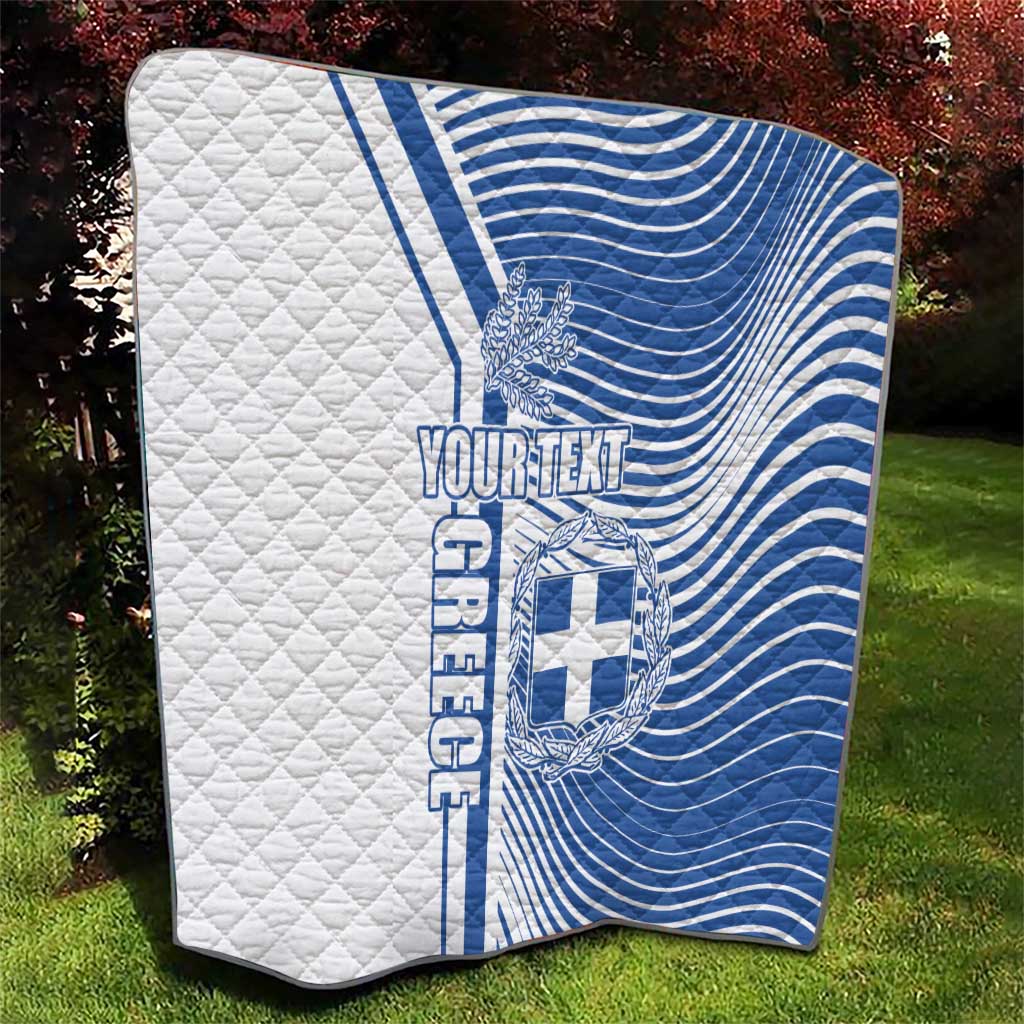 Personalized Greece Coat of Arms Quilt Greek cross and Two Laurel Branches