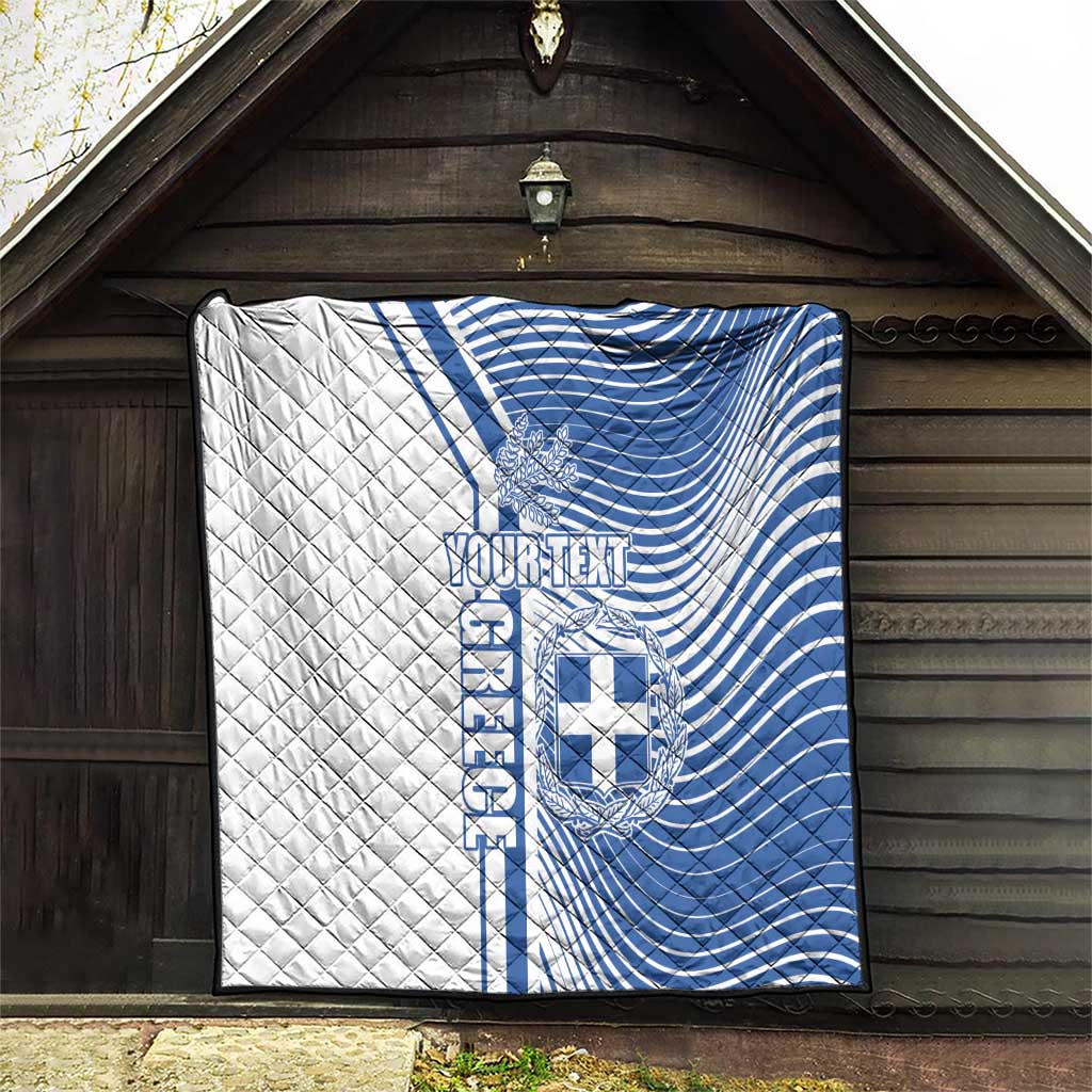 Personalized Greece Coat of Arms Quilt Greek cross and Two Laurel Branches