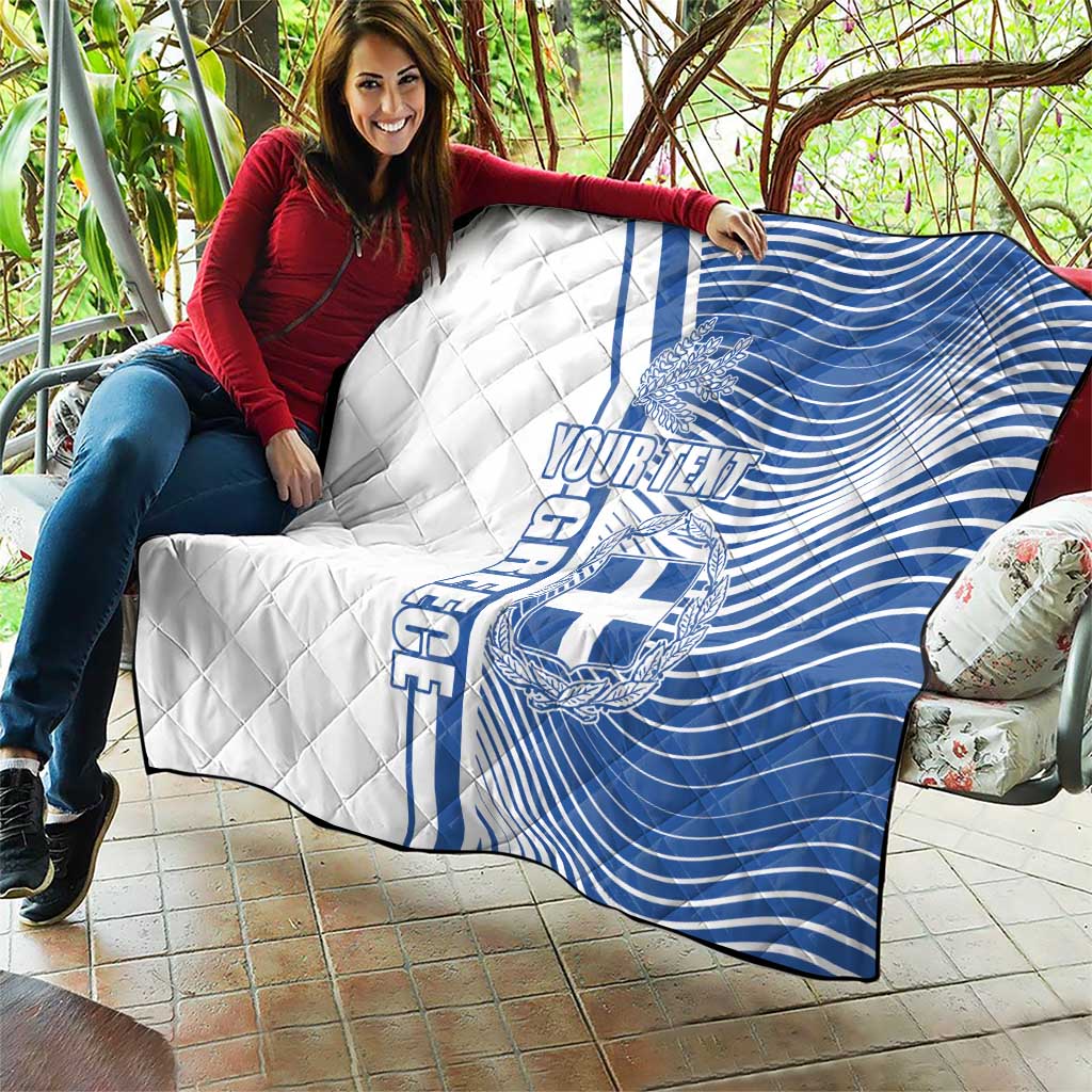 Personalized Greece Coat of Arms Quilt Greek cross and Two Laurel Branches
