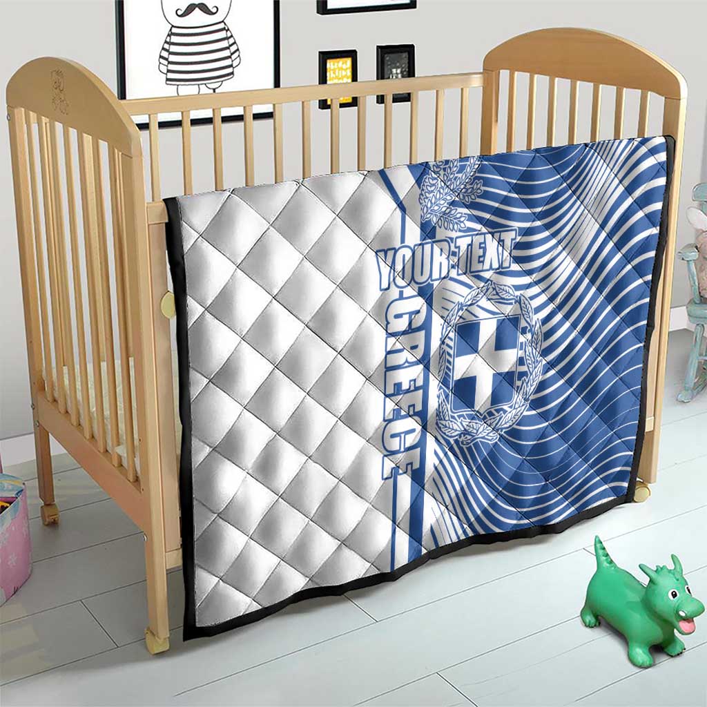 Personalized Greece Coat of Arms Quilt Greek cross and Two Laurel Branches