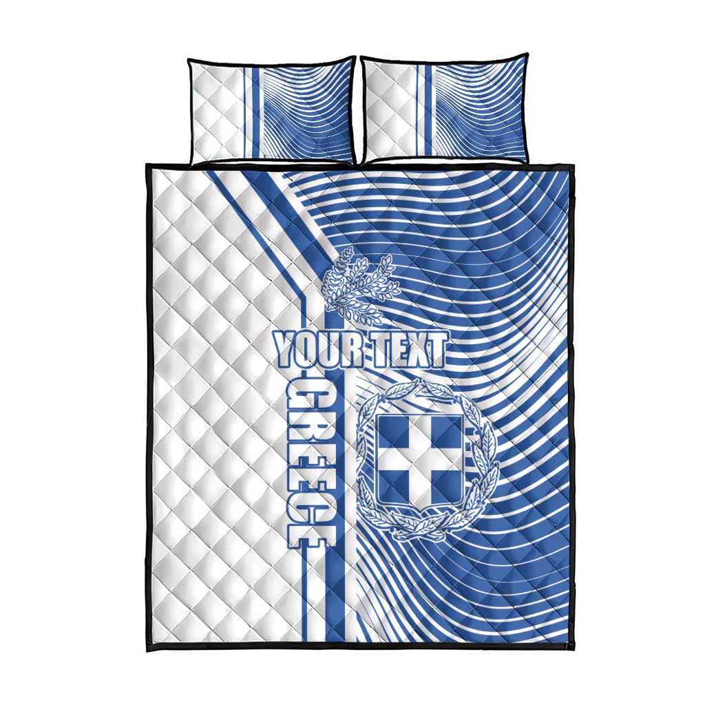 Personalized Greece Coat of Arms Quilt Bed Set Greek cross and Two Laurel Branches