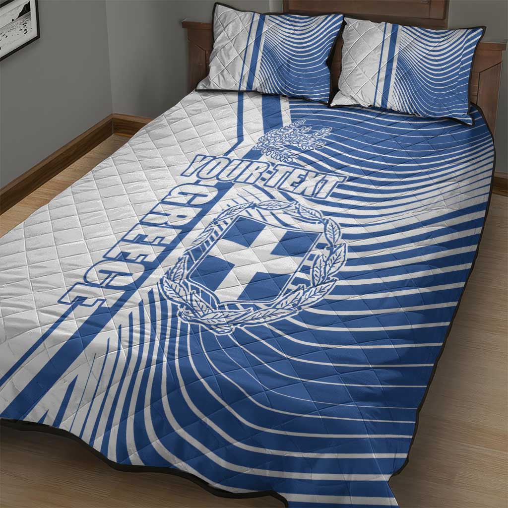 Personalized Greece Coat of Arms Quilt Bed Set Greek cross and Two Laurel Branches