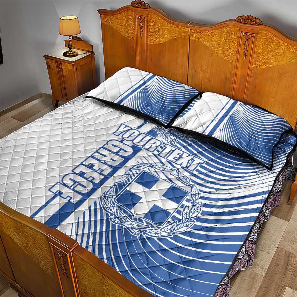 Personalized Greece Coat of Arms Quilt Bed Set Greek cross and Two Laurel Branches