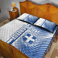 Personalized Greece Coat of Arms Quilt Bed Set Greek cross and Two Laurel Branches